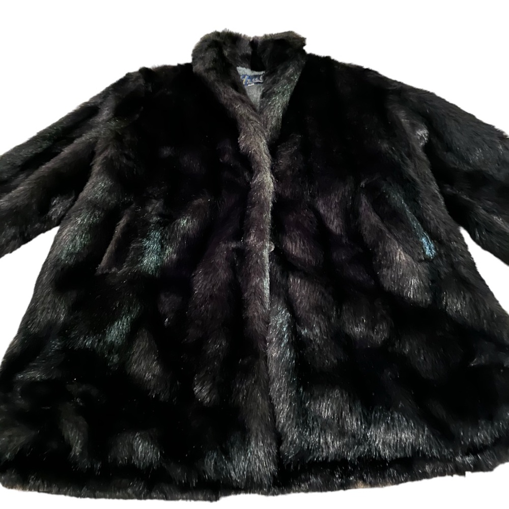Vintage Rare HUD Brown Faux Fur Jacket XL Plush Warm Winter Coat-Great Condition